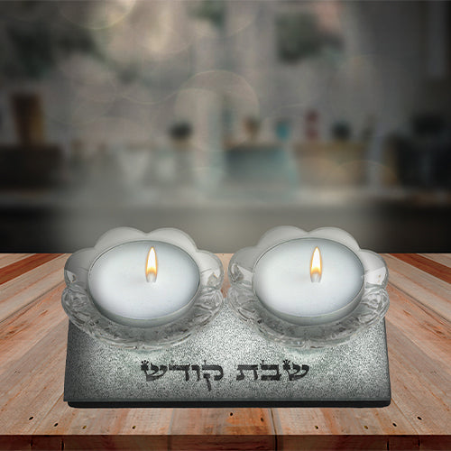 Glass Candlesticks 4x14x6 cm- with Glitter
