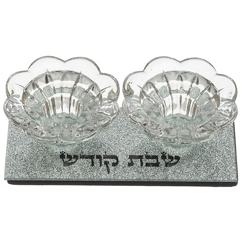 Glass Candlesticks 4x14x6 cm- with Glitter