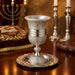 Nickel Kiddush Cup 15 cm with Saucer Filigree with Checkered Design Contain 100ml // 3.4oz