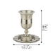 Nickel Kiddush Cup 15 cm with Saucer Filigree with Checkered Design Contain 100ml // 3.4oz
