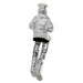 Polymer & Beige Enamel Sitting Hassidic Figurine with Cloth Legs 25 cm- Drums Player - Silvered
