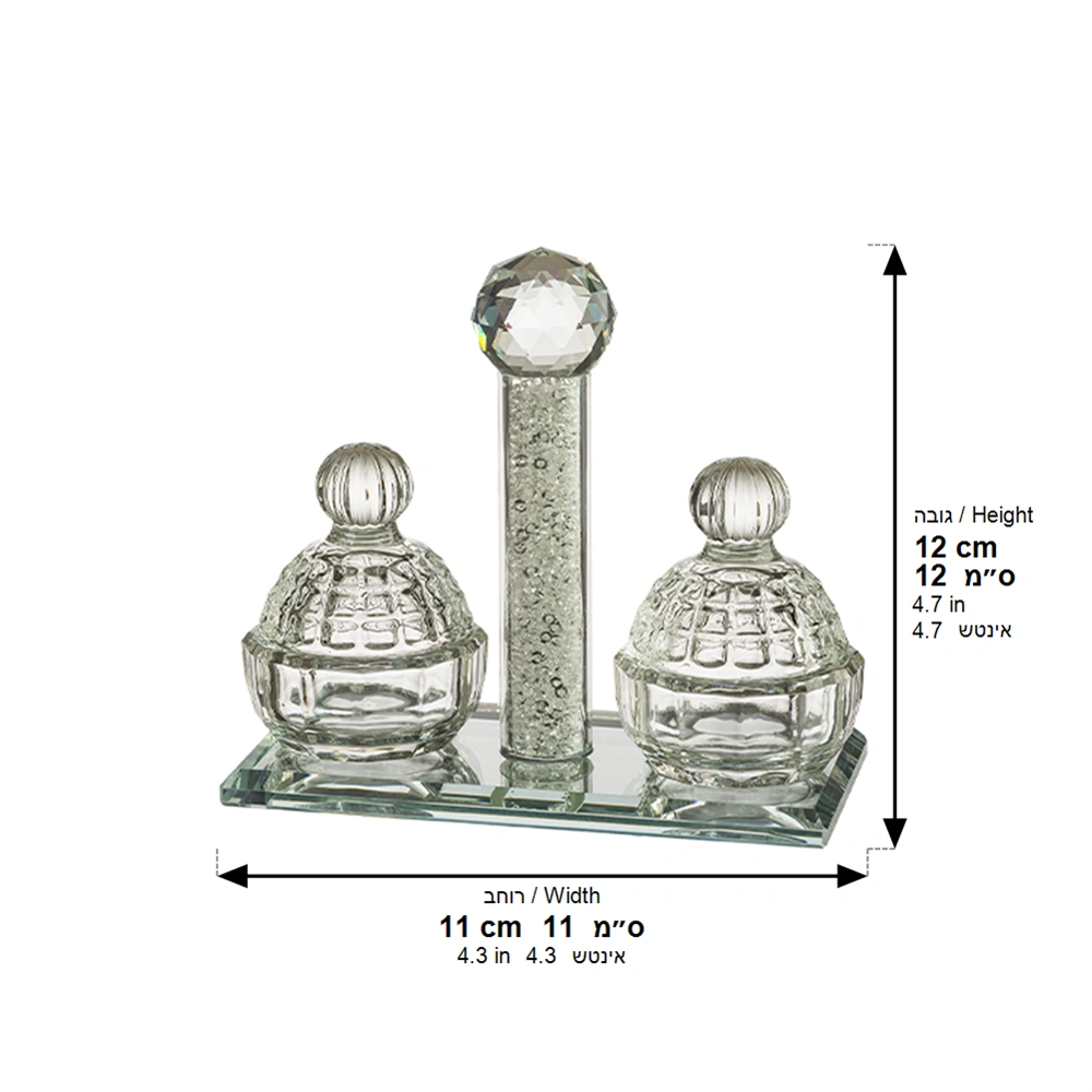 Crystal Salt & Pepper Holders 12*11 cm with Glass Chips