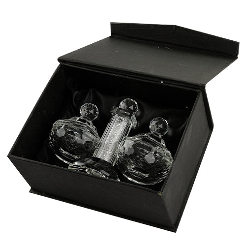 Crystal Salt & Pepper Holders 12*11 cm with Glass Chips