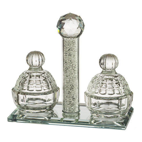 Crystal Salt & Pepper Holders 12*11 cm with Glass Chips