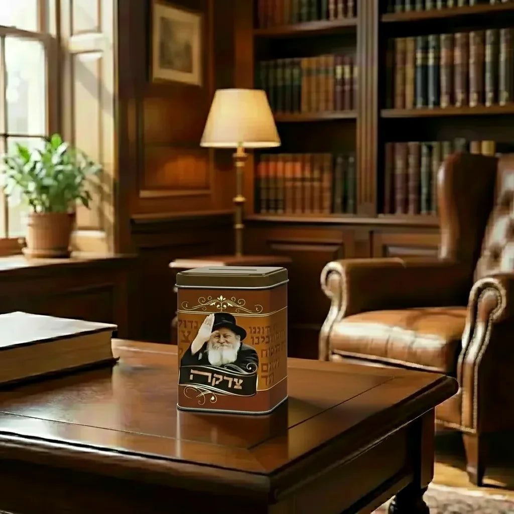 Tin Tzedakah Box 10 cm- the Lubavitcher Rebbe