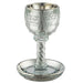 Crystal Set of Candlesticks ++ Kiddush Cup ++ Salt & Pepper Stand with Stones - Silver