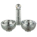 Crystal Set of Candlesticks ++ Kiddush Cup ++ Salt & Pepper Stand with Stones - Silver