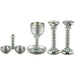 Crystal Set of Candlesticks ++ Kiddush Cup ++ Salt & Pepper Stand with Stones - Silver