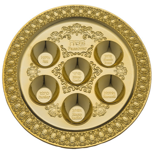 Plastic Passover Plate - Gold Color