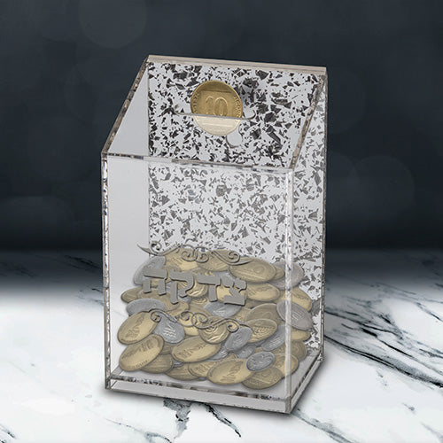 Lucite Tzedakah Box 16 cm - Gold