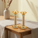 Pair of Crystal Candlesticks 16.5 cm with Stones - Gold