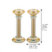 Pair of Crystal Candlesticks 16.5 cm with Stones - Gold