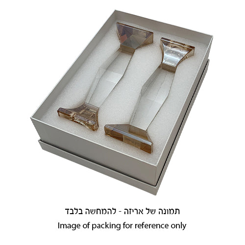 Pair of Crystal Candlesticks 16.5 cm with Stones - Gold