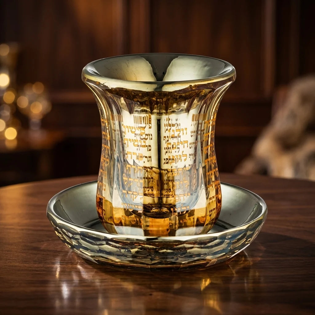 Crystal Kiddush Cup Without Stem "the Bible Rivers" 9 cm Contain 100ml // 3.4oz