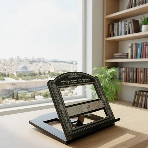 Dark Brown Shtender with Metal Plaque- 38x34 cm - Pearl