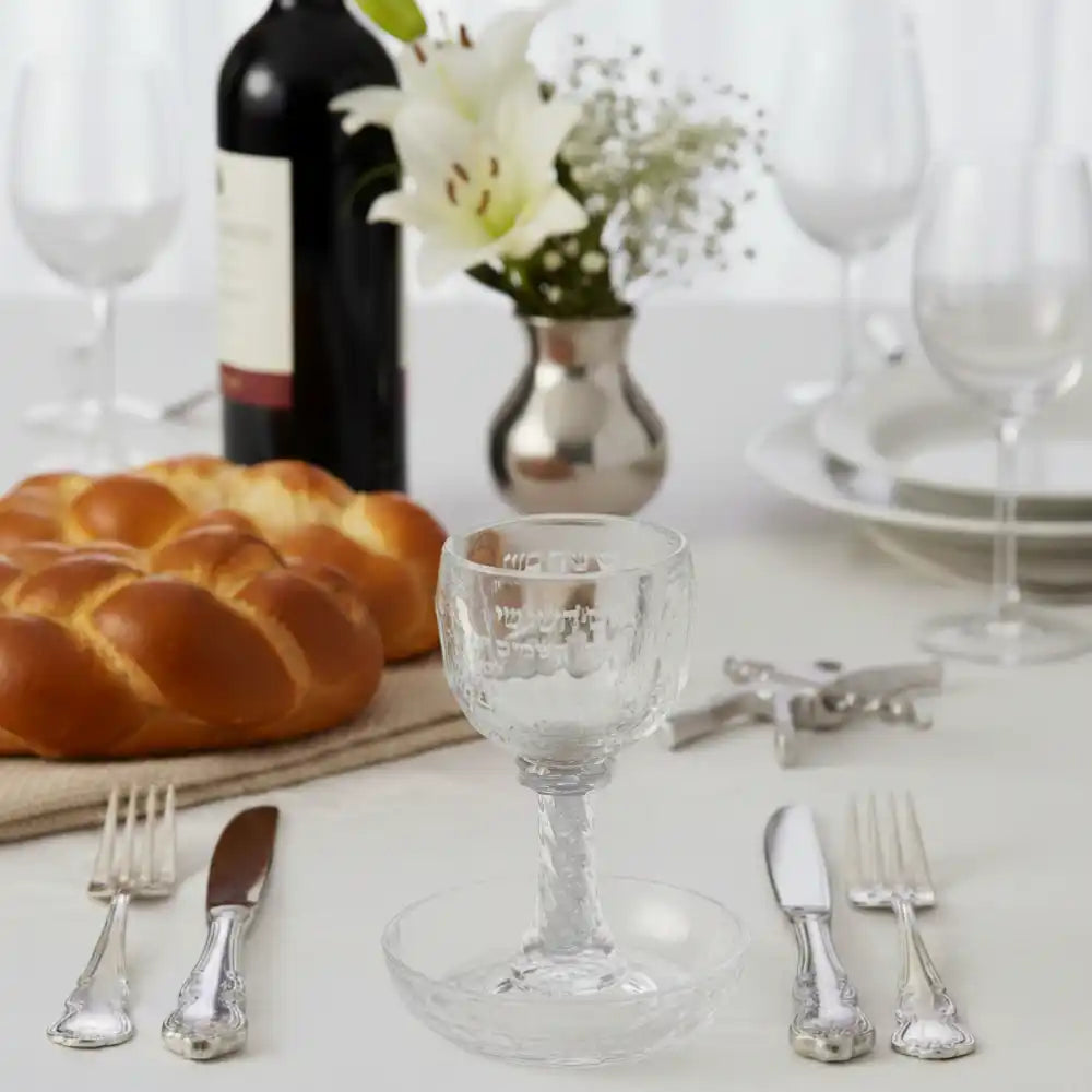 Crystal Kiddush Cup "Blessing" 16 cm with Stones Contain 100ml // 3.4oz
