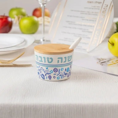 Bamboo Honey Dish "Shana Tovah"- 6.5 cm