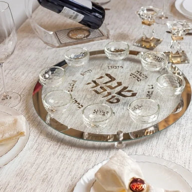 Rosh Hashanah Glass & Crystal Round Plate "Stones" 40 cm
