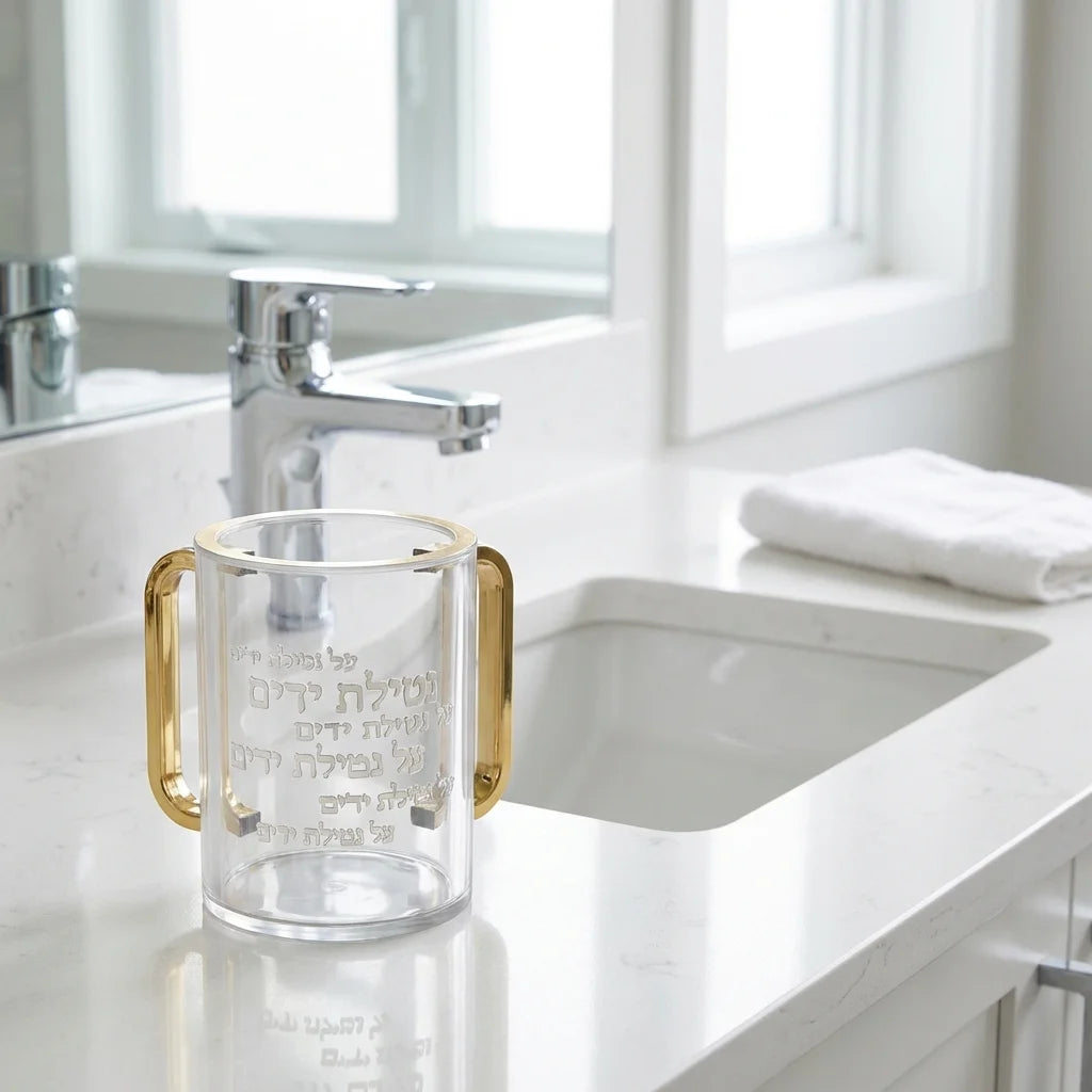 Lucite Clear Washing Cup 12 cm with Embosed Letters
