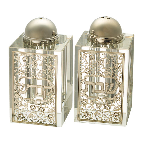 Crystal Salt & Pepper Holders 8*4 cm with Laser Cut Plaque- Pomegranate