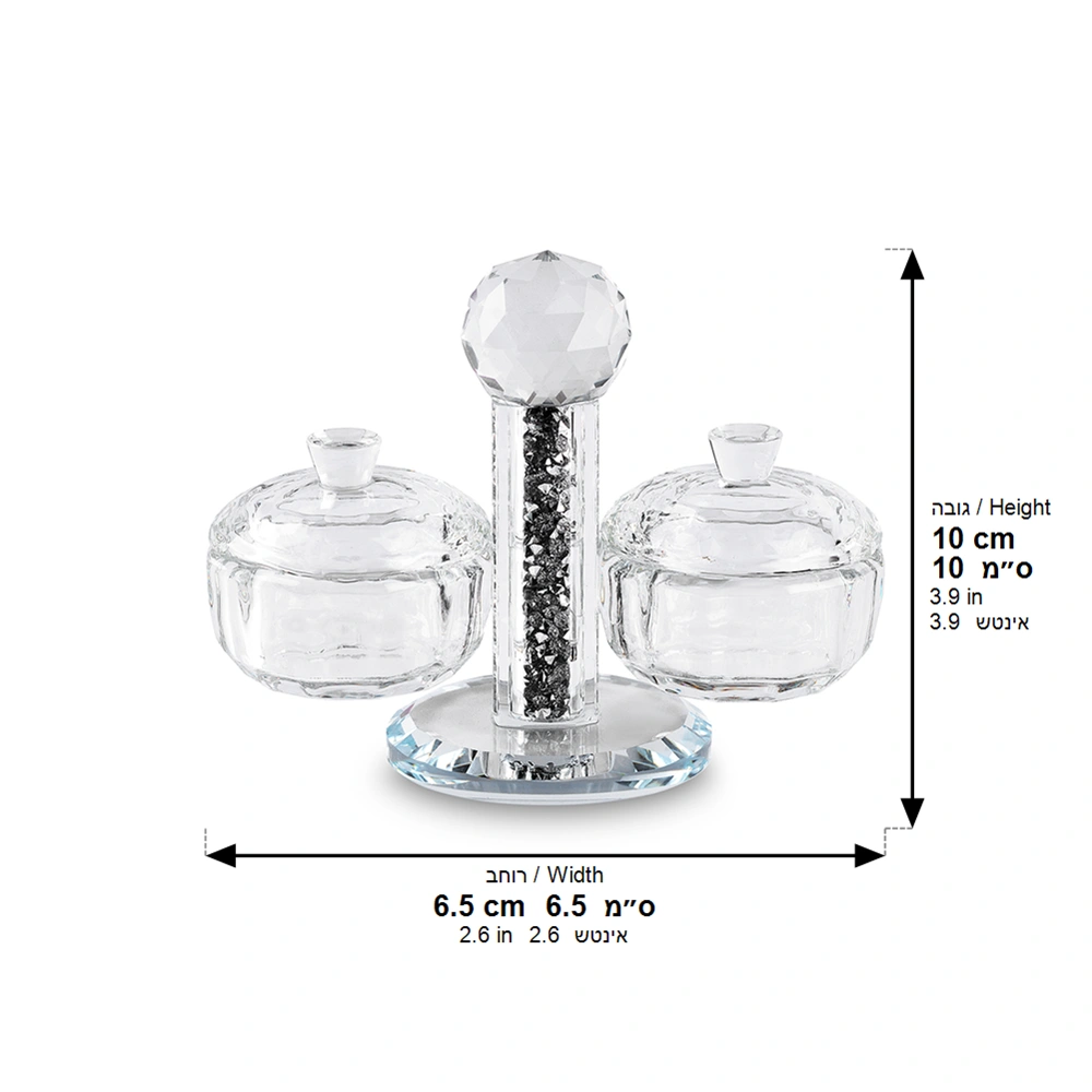 Crystal Salt & Pepper Holders 10*12 cm with Glass Chips - Silver