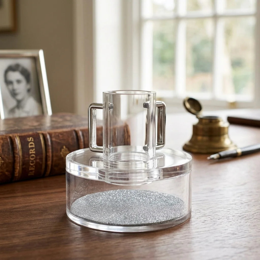 Lucite Mayim Achronim with Silver Glitter 15 cm