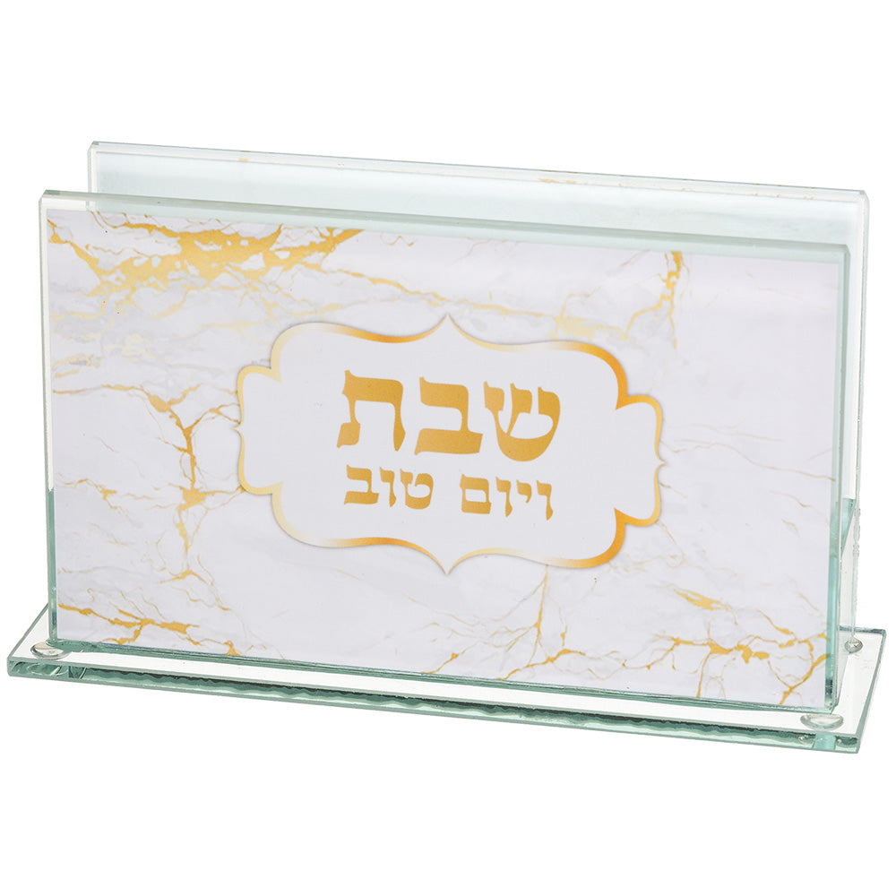 Glass Matches Holder 6.5*4 cm with Print - Marble Design