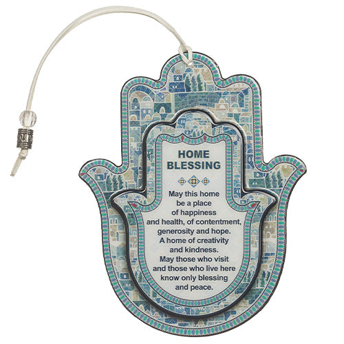 Hamsa with Epoxy 18.5 cm- Blue English Home Blessing