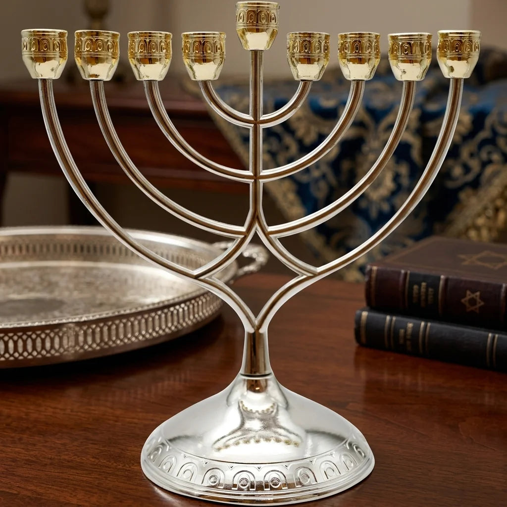 Metal Menorah 28 cm - Gold