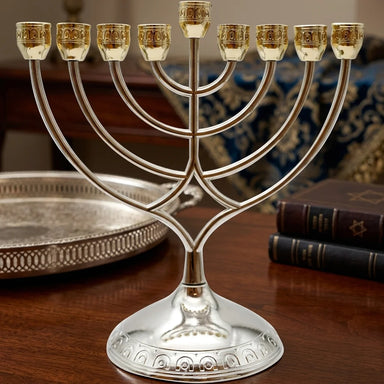 Metal Menorah 28 cm - Gold