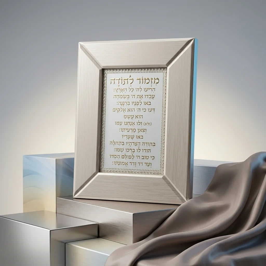 Glass Framed Brown Blessing 22*18 cm- "Mizmor L'toda"