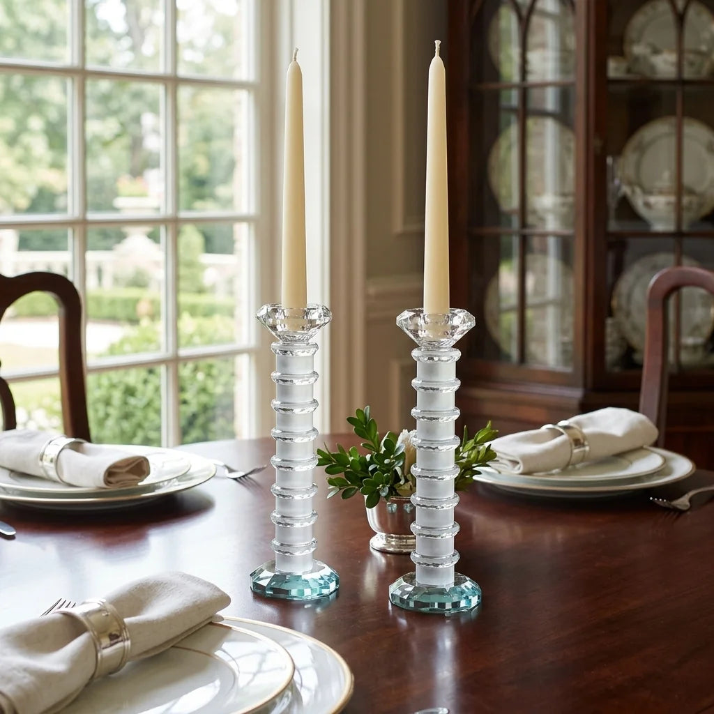 Pair of Crystal Elegant Candlesticks 22.5 cm