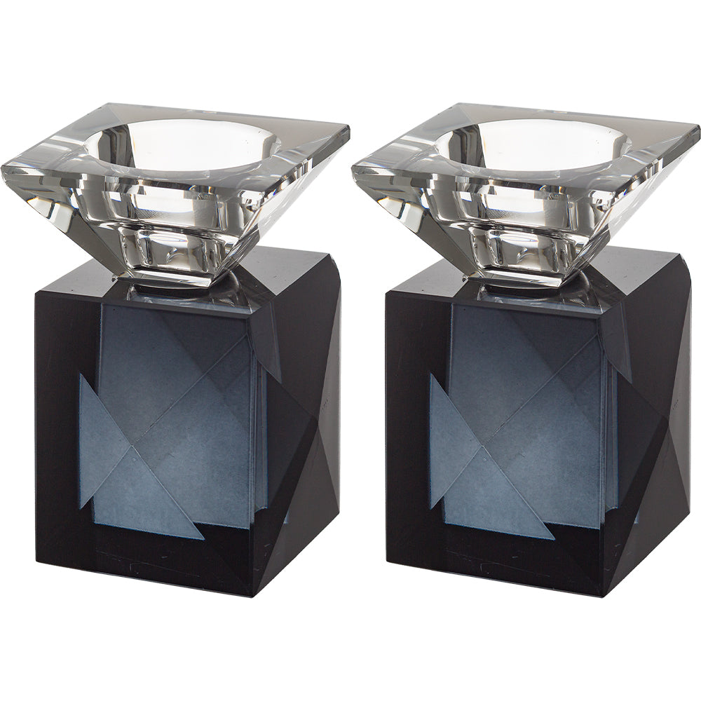 Pair of Crystal Elegant Candlesticks 9 cm - Matte