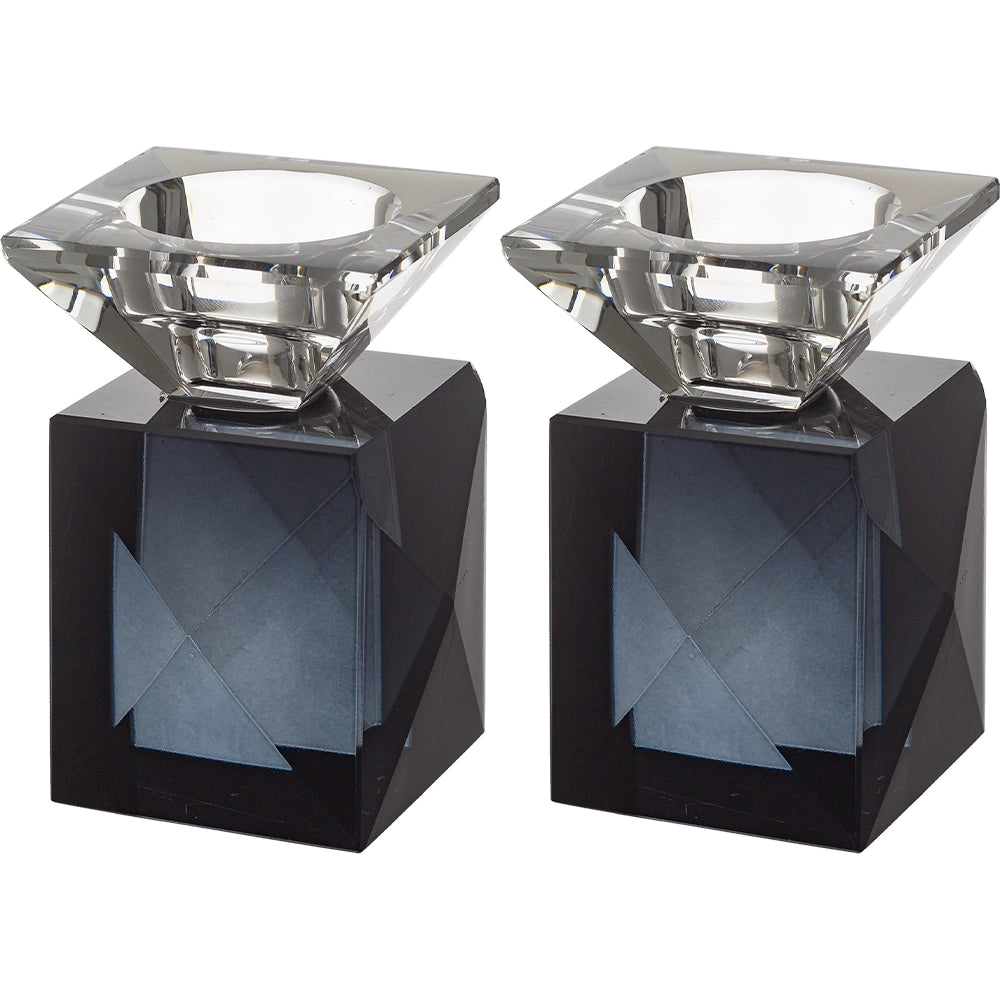 Pair of Crystal Elegant Candlesticks 9 cm - Matte