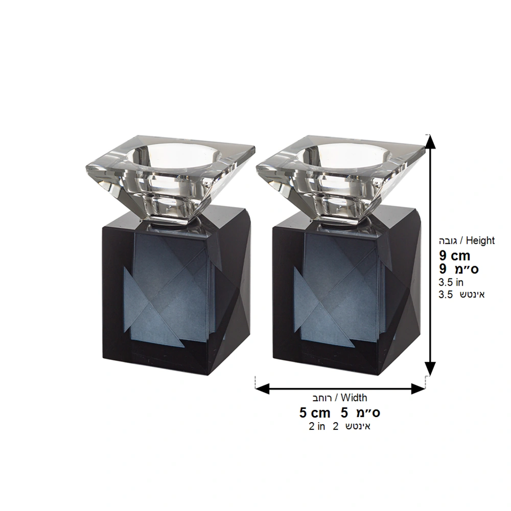 Pair of Crystal Elegant Candlesticks 9 cm - Matte