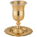 Gln Kiddush Cup 15 cm with Saucer Filigree with Checkered Design Contain 100ml // 3.4oz - Gold