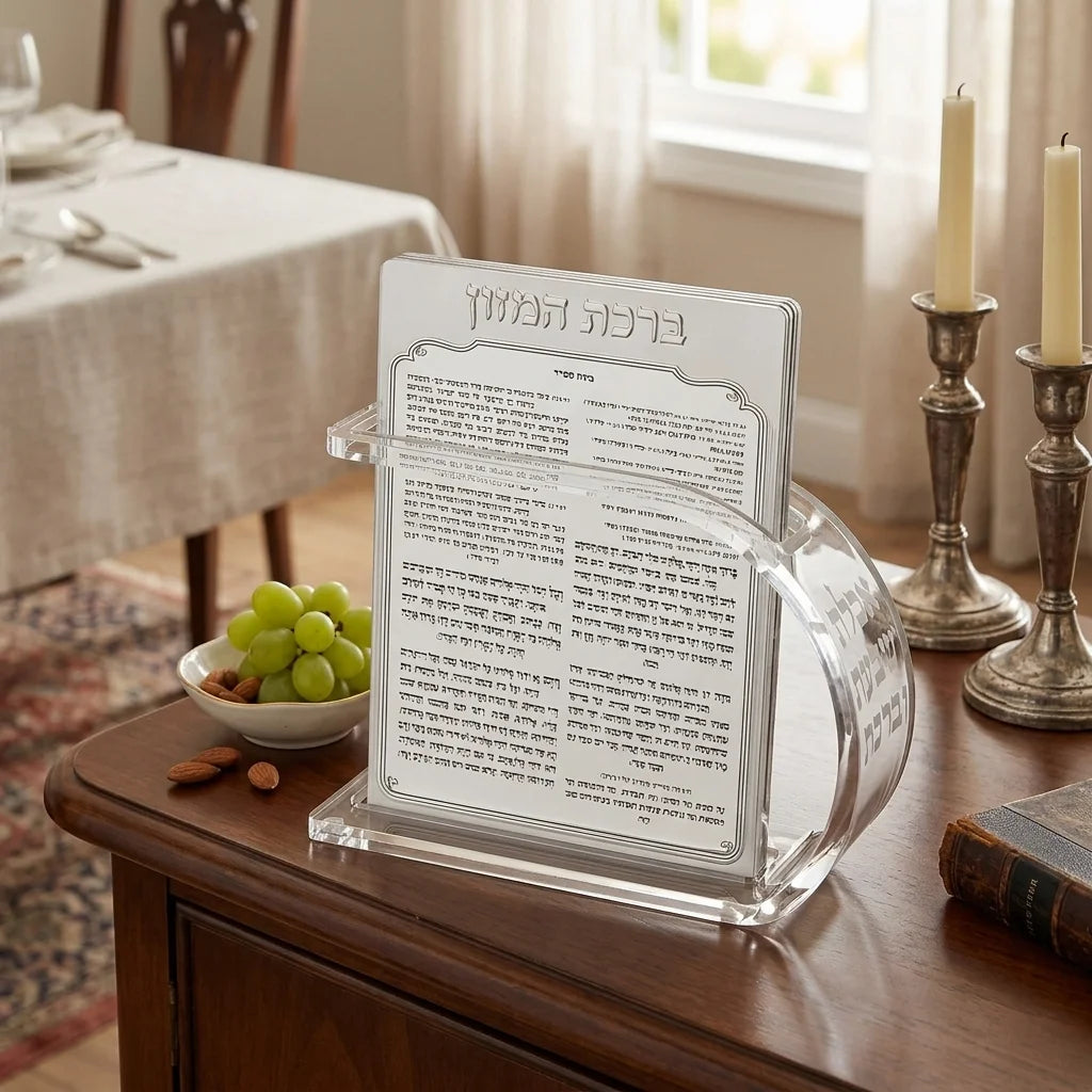 Lucite Benchers Display 18x25 cm with 6 Blessings - Ashkenaz