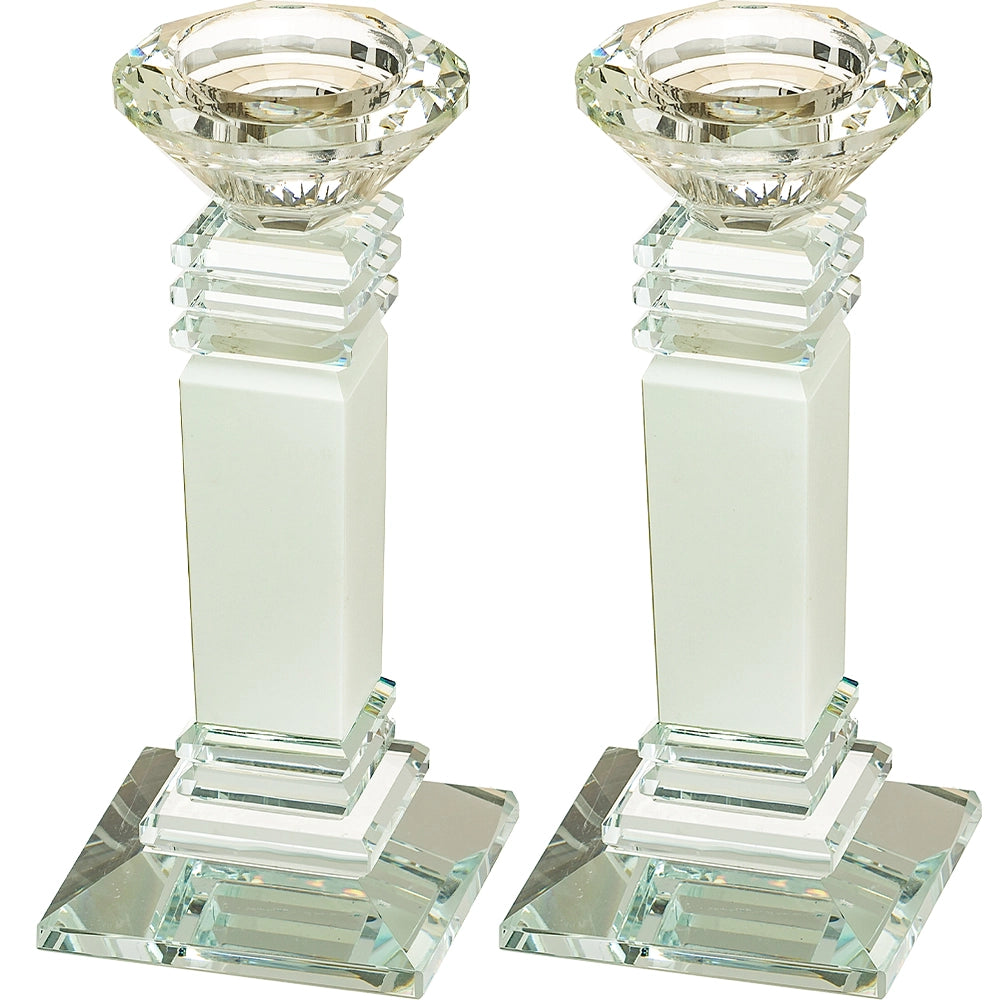 Pair of Crystal Elegant Candlesticks 16 cm