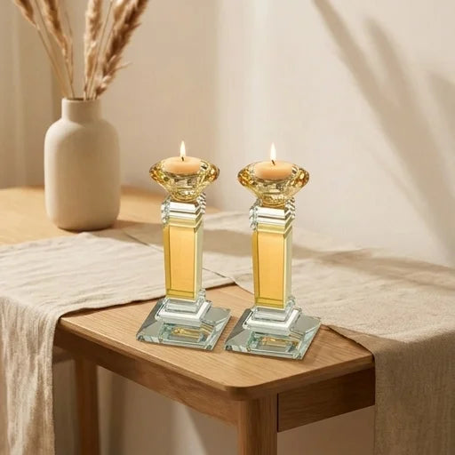 Pair of Crystal Elegant Candlesticks 16 cm