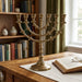 Aluminum 7 Branch Menorah 25 cm- Brass Finish - Golden