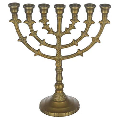 Aluminum 7 Branch Menorah 25 cm- Brass Finish - Golden