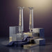 Pair of Crystal Elegant Candlesticks with Laser Cut Metal Plaque 33.5 cm