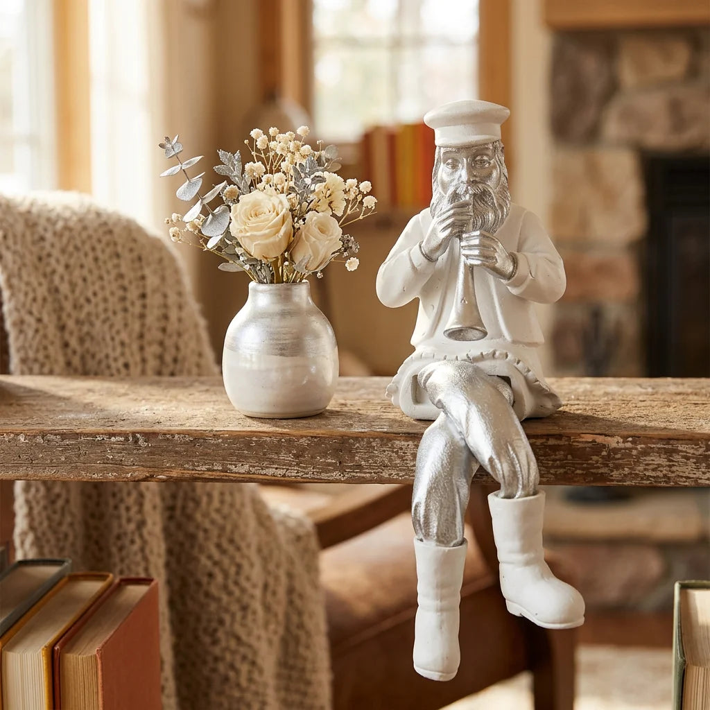 Polymer Sitting Hassidic Figurine with Cloth Legs 25 cm- Clarinet Player
