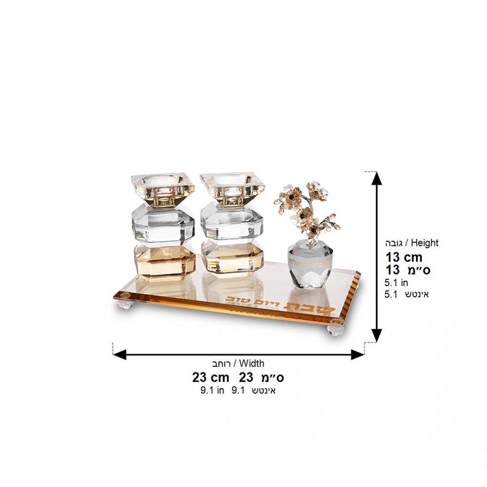 Set of Crystal Elegant Candlesticks, tray and tree