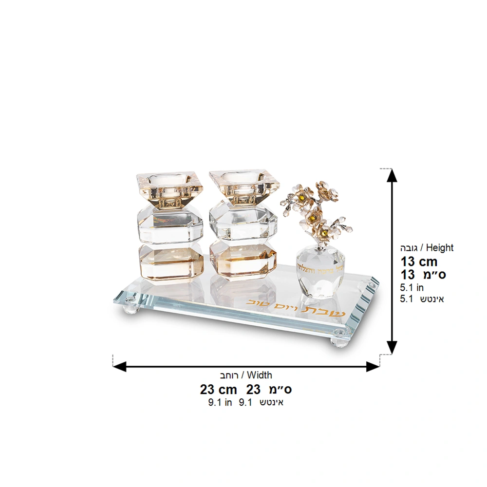 Set of Crystal Elegant Candlesticks, tray and tree