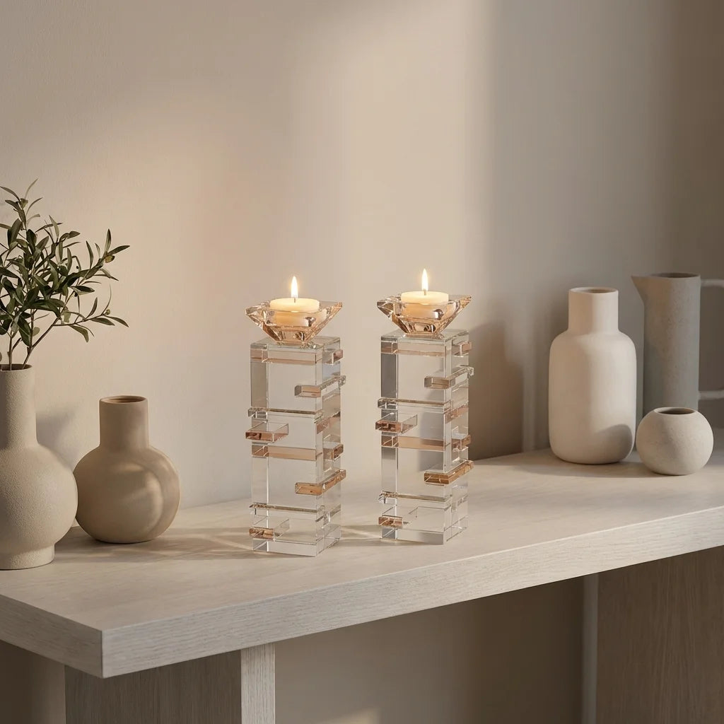 Crystal Candlesticks 20cm - Gold