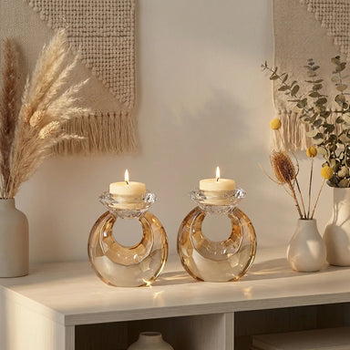 Pair of Crystal Elegant Candlesticks 10 cm