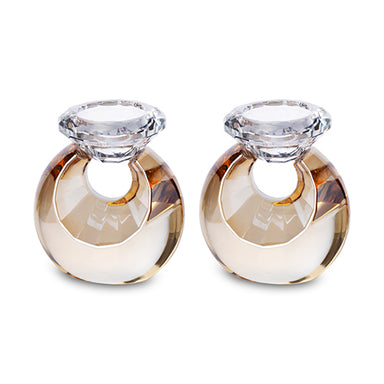 Pair of Crystal Elegant Candlesticks 10 cm