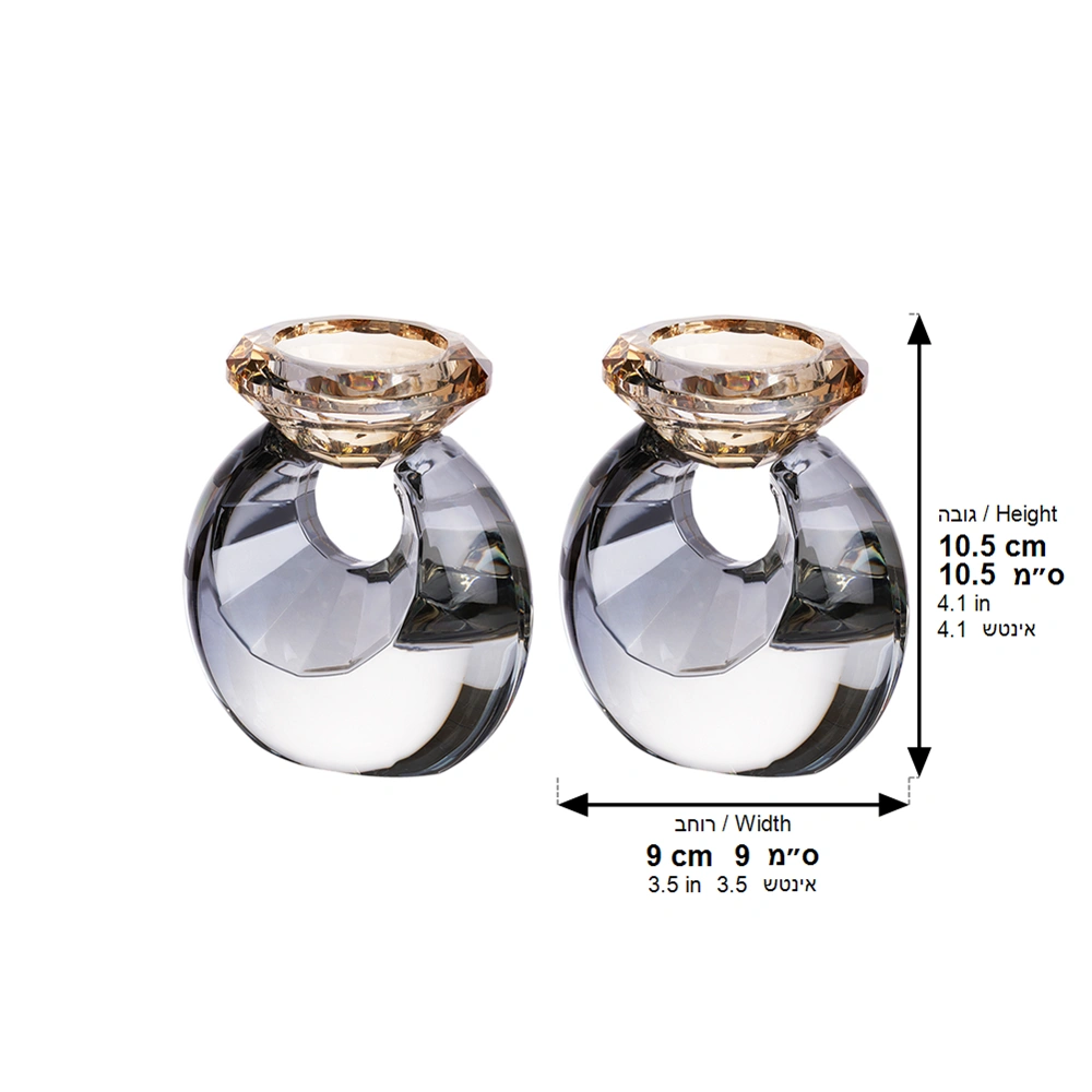 Pair of Crystal Elegant Candlesticks 10 cm
