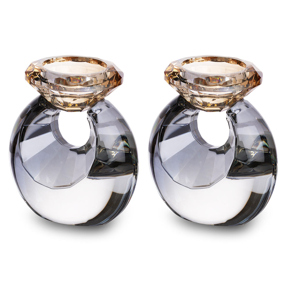 Pair of Crystal Elegant Candlesticks 10 cm